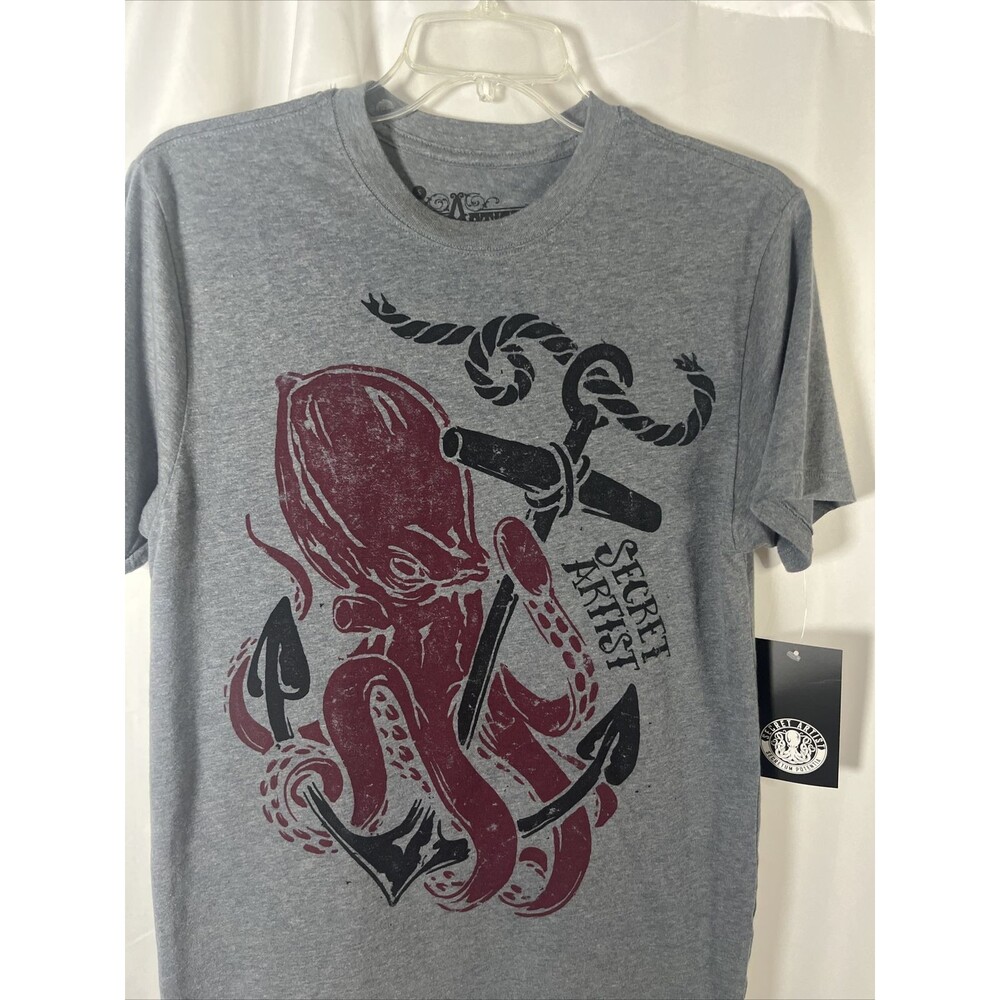 Secret Artist Collective Octopus And Anchor Design Gray T-shirt Size S Tatoo - Picture 4 of 11